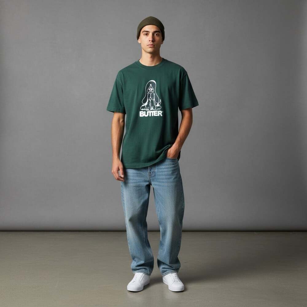 Butter Goods Hound Dog Graphic Tee Forest Green Size Small Skate Streetwear